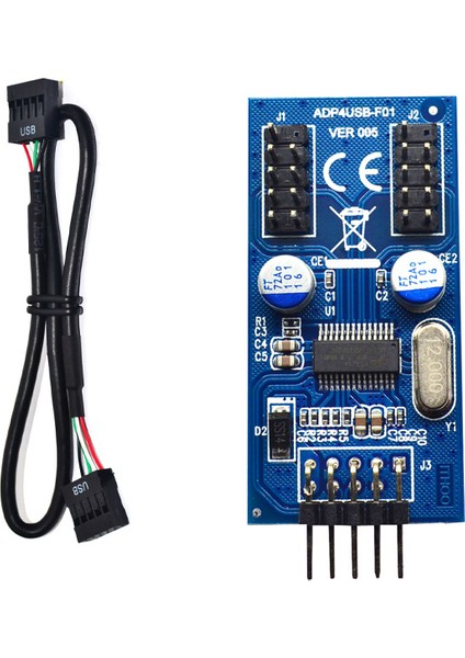 Anakart 9pin USB Başlığı 2 Erkek Adaptör Kartı Usb2.0 9pin Çift 9pin Konnektör Splitter (Yurt Dışından)