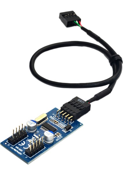 Anakart 9pin USB Başlığı 2 Erkek Adaptör Kartı Usb2.0 9pin Çift 9pin Konnektör Splitter (Yurt Dışından)