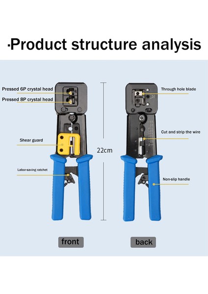 Çok Fonksiyonlu RJ45 Crimper Ağ Aracı Pense 6p 8p Kablo Ethernet Ağ Crimper Kesici Striptizci Pense Seti (Yurt Dışından)