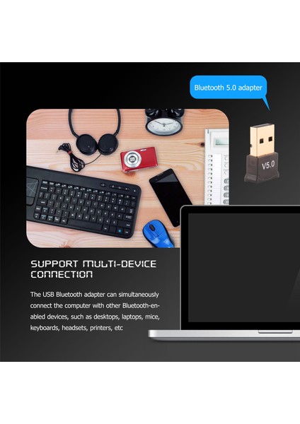 Pc Için USB Bluetooth 5.0 Adaptörü WIN10/8.1/8/7/BLUETOOTH Dongle Alıcı/verici Kulaklığı Bağlama Desteği Için (Yurt Dışından)