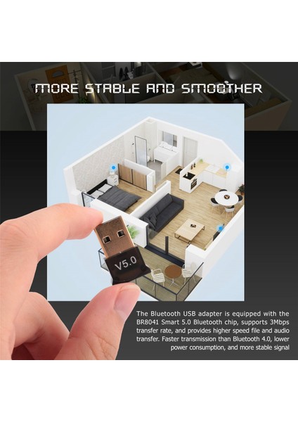 Pc Için USB Bluetooth 5.0 Adaptörü WIN10/8.1/8/7/BLUETOOTH Dongle Alıcı/verici Kulaklığı Bağlama Desteği Için (Yurt Dışından)