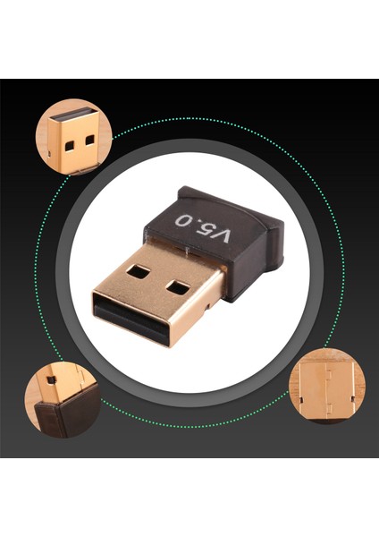 Pc Için USB Bluetooth 5.0 Adaptörü WIN10/8.1/8/7/BLUETOOTH Dongle Alıcı/verici Kulaklığı Bağlama Desteği Için (Yurt Dışından)