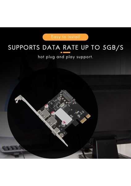 USB 3.1 Tip C Pcie Genişletme Kartı Pci-E 1 Tip C ve 2 Tip A 3.0 USB Adaptörü Pci Express Denetleyici Hub Masaüstü Bilgisayar Için (Yurt Dışından)