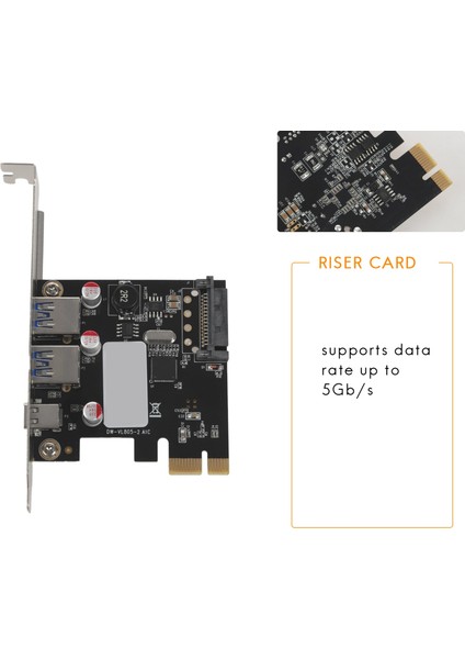 USB 3.1 Tip C Pcie Genişletme Kartı Pci-E 1 Tip C ve 2 Tip A 3.0 USB Adaptörü Pci Express Denetleyici Hub Masaüstü Bilgisayar Için (Yurt Dışından)