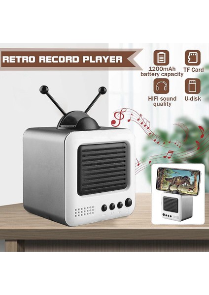 Mini Kablosuz Hoparlör Retro Bluetooth Hoparlör Tv Modelleme Kablosuz Mini Müzik Çalar ve Cep Telefonu Braketi (Yurt Dışından) indirimleri