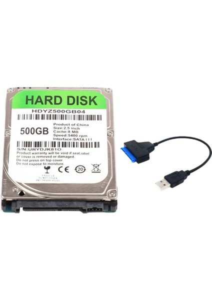 Sata Adaptör Kablosu ile 500G HDD 2.5 Inç Dizüstü Bilgisayar Sabit Disk Sürücüsü Sata 3.0 5400-7200RPM Dizüstü Dizüstü Bilgisayar Için Sabit Disk (Yurt Dışından)