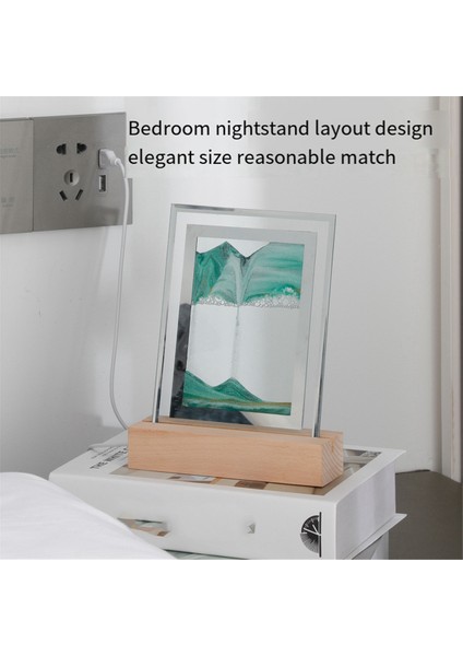 Kum Sanatı Hareketli Gece Lambası Zanaat Bataklık 3D Manzara Akan Resim Kum Saati Hediye LED Masa Işık, Mavi (Yurt Dışından)