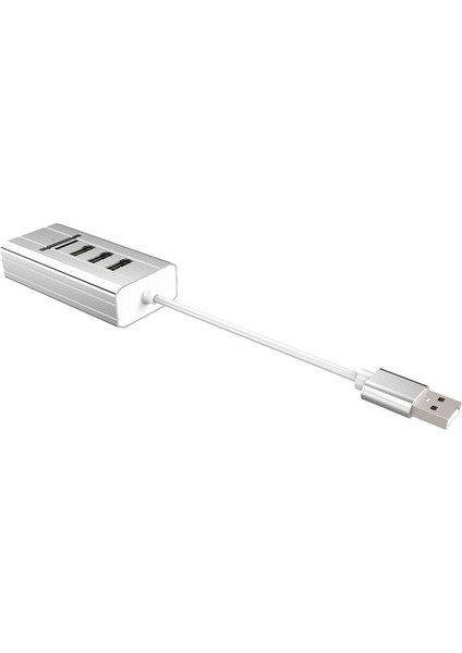 Harici 3,5 mm Ses USB 2.0 Ses Kartı, 3 Bağlantı Noktalı USB Hub Tf/sd Kart Okuyucu Adaptörü Tel Kablo Gümüş (Yurt Dışından) fırsatları