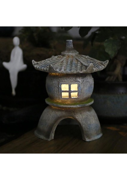 Japon Tarzı Avlu Reçine Lamba Yapay Taş Güneş Fener Dekorasyon Villa Bahçe Için Peyzaj Işık, B (Yurt Dışından)