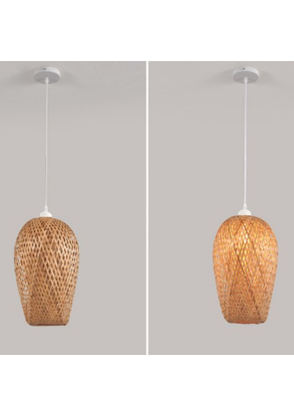 2x Modern Bambu Çalışma El Örme Dokuma Avize Restoran El Yapımı Dekorasyon Lambası (Yurt Dışından)