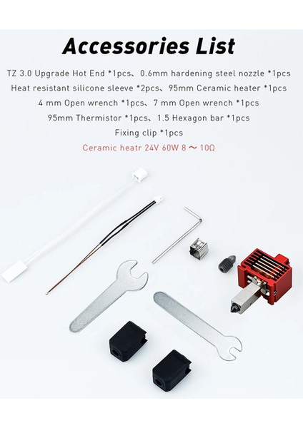 V3.0 Hotend + P1P Hotend Memesi Için Isıtma Çubuğu Termistör Kiti Baskı Kafası Için Sertleştirilmiş Çelik Meme (Yurt Dışından)