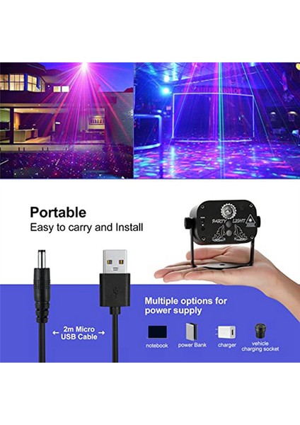 Uzaktan Kumandalı ve Ses Aktivasyonlu Dj Sahne Işıkları, Disco 3'ü 1 Arada LED Aydınlatma Efekti Modu 60 Işık Modu, (Yurt Dışından) fırsatları