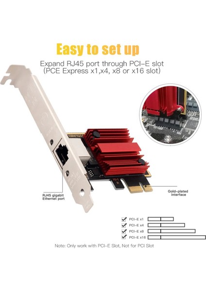 2.5g Pcıe RJ45 Ağ Kartı RTL8125B Çip 100/1000 Mbps 2.5 Gbps Ethernet Kablolu Lan Denetleyici Adaptörü Win7/8/10/11 (Yurt Dışından)