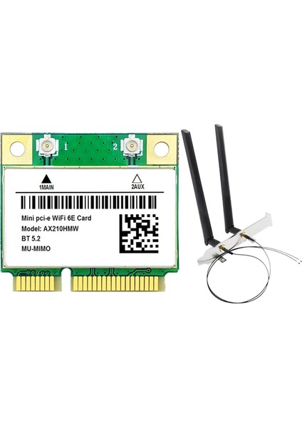 AX210HMW Wifi Kartı Anten Wifi 6e Mini Pcı-E AX210 802.11AX/AC 2.4g/5g/6ghz Bt5.2 Dizüstü Bilgisayar Için Kablosuz Adaptör (Yurt Dışından)
