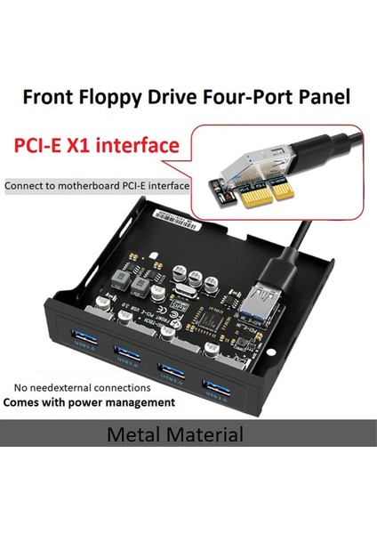 Pcı-E - USB 3.0 Pc Ön Panel USB Genişletme Kartı Pcıe USB Adaptörü 3.5 Inç Disket Ön Panel Braketi Pcı-E X1 Yükseltici (Yurt Dışından)
