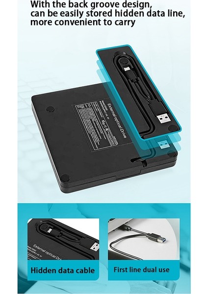 USB Taşınabilir DVD Sürücüsü Usb3.0+Tip-C Masaüstü Dizüstü Bilgisayarlar Için Ince Harici Dvd/cd/vcd Optik Sürücü Yazıcısı (Yurt Dışından)