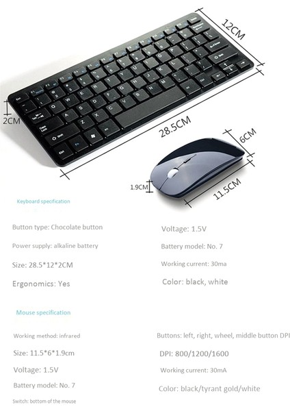 2.4g Kablosuz Klavye ve Fare Kombinasyonu, 78 Tuş ve Fn Işlev Tuşları, Masaüstü/pc/dizüstü Bilgisayar ve Windows 98 Vb. Için (Yurt Dışından) indirimleri