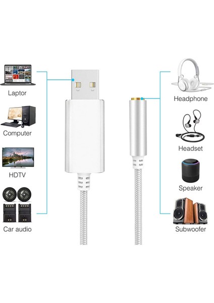 Usb'den 3,5 Mm'ye Ses Kablosu Sürücüsü Ücretsiz Harici Ses Kartı Harici Kulaklık Hoparlör Mikrofon Dönüşüm Kablosu (Yurt Dışından)