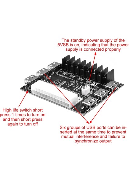 24 PIN/20PIN Atx Güç Kaynağı Kesme Panosu Modülü Adaptör Güç Konektörü Desteği 12V -12V 5V 5VSB 3.3V Kılıf ile (Yurt Dışından)