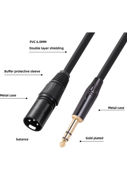 6.35 mm 1/4 Inç Erkek - Xlr Erkek Ses Stereo Mikrofon Kablosu - Erkek - Xlr Erkek Dengeli Hoparlör Mikrofon Kablosu, 1 Metre (Yurt Dışından)