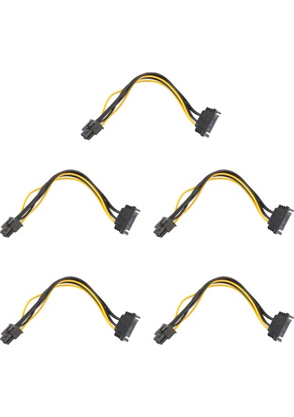 5 Adet 20CM Sata 6pin Görüntü Kartı Güç Kablosu Sata 15PIN 6pin Pcıe Pcı-E Pcı Express Adaptör Güç Uzatma Kablosu (Yurt Dışından)