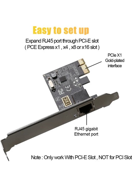 Pcıe To RJ45 Ağ Kartı 10/100/1000 Mbps RJ45 Pcı Express Dönüştürücü Lan Ethernet Gigabit Adaptörü Pcıe Masaüstü Bilgisayar Için (Yurt Dışından)