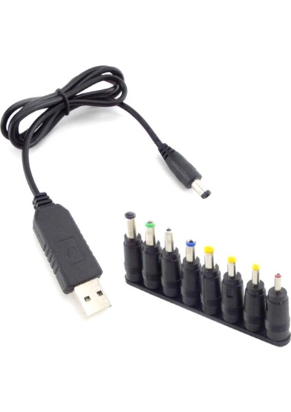 USB Güç Arttırma Kablosu Usb'den Dc'ye 12V Boost Dönüştürücü Kablosu, 8 Dc Kafalı Çok Fonksiyonlu Dönüşüm Kablosu (Yurt Dışından)