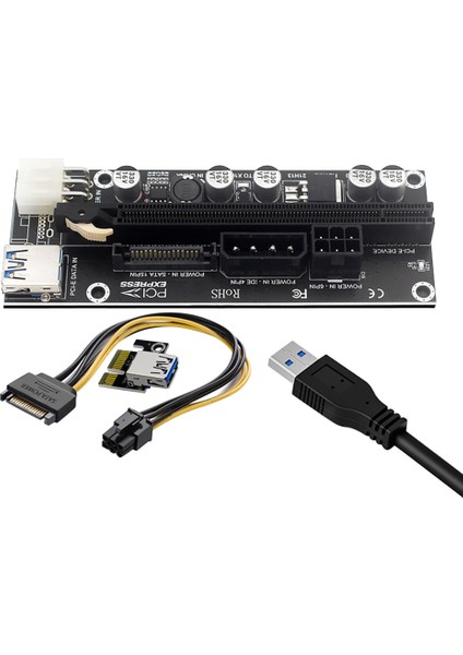 1 Adet Pcıe Uzatma Kablosu Adaptör Kartı X1 To X16 6pın+Usb3.0+4pın+Sata 15PIN Arayüzü Grafik Adaptörü Btc Madencilik Için (Yurt Dışından)