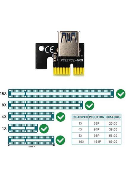 1 Adet Pcıe Uzatma Kablosu Adaptör Kartı X1 To X16 6pın+Usb3.0+4pın+Sata 15PIN Arayüzü Grafik Adaptörü Btc Madencilik Için (Yurt Dışından)