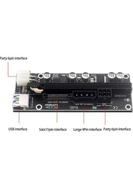 1 Adet Pcıe Uzatma Kablosu Adaptör Kartı X1 To X16 6pın+Usb3.0+4pın+Sata 15PIN Arayüzü Grafik Adaptörü Btc Madencilik Için (Yurt Dışından)