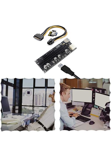 1 Adet Pcıe Uzatma Kablosu Adaptör Kartı X1 To X16 6pın+Usb3.0+4pın+Sata 15PIN Arayüzü Grafik Adaptörü Btc Madencilik Için (Yurt Dışından)