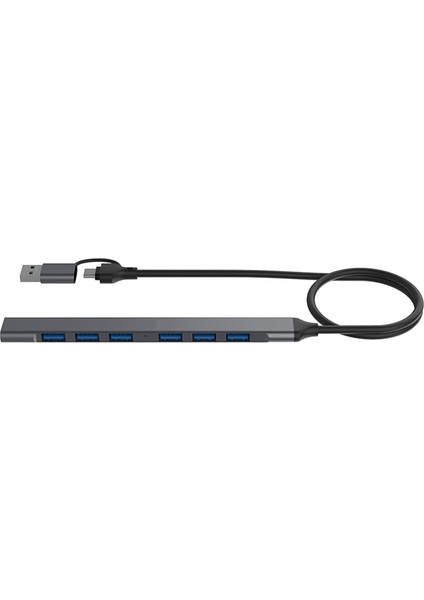 7 Bağlantı Noktalı USB Hub Ince Mini 2'si 1 Arada (Usb-C+Usb 3.0) USB 2.0x6+Usb 3.0x1 5gbps Hızlı Iletim Usb3.0 Hub Ayırıcı (Yurt Dışından)