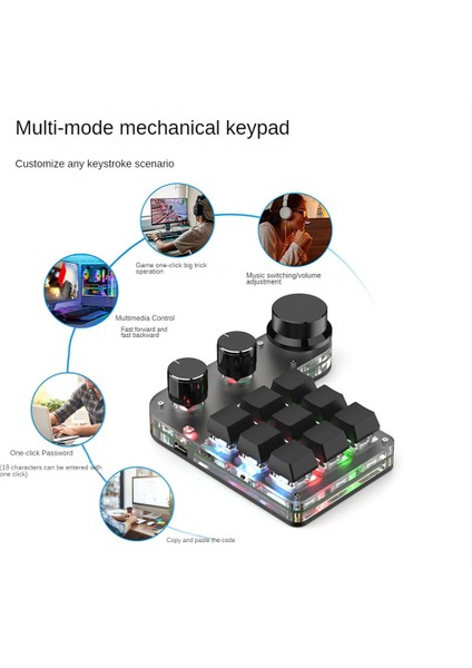 Özel Makro Klavye Çalışırken Değiştirilebilir Mini 9 Tuş 3 Düğmeli Rgb Programı 18 Karakter Mekanik Klavye Kırmızı Anahtar, Kablolu Siyah (Yurt Dışından)