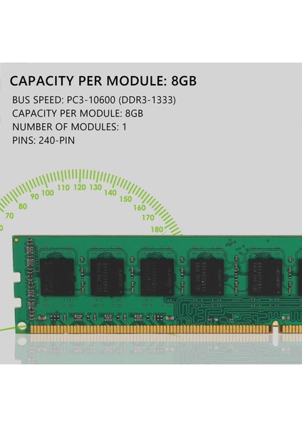 Amd Sistemi Için 8 GB Pc Bellek Modülü Ram Ddr3 PC3-10600 1333MHZ Dımm Masaüstü (Yurt Dışından)