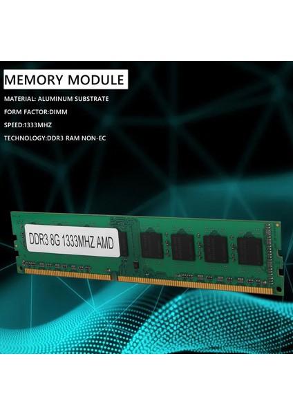 Amd Sistemi Için 8 GB Pc Bellek Modülü Ram Ddr3 PC3-10600 1333MHZ Dımm Masaüstü (Yurt Dışından)