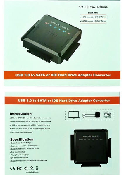 USB 3.0 - Sata Ide Adaptörü, 2,5 Için Uygun, 3,5 Inç Sabit Disk, Hdd/ssd Harici Kablo Adaptörü 5 Gbps Hız Ab Tak (Yurt Dışından)