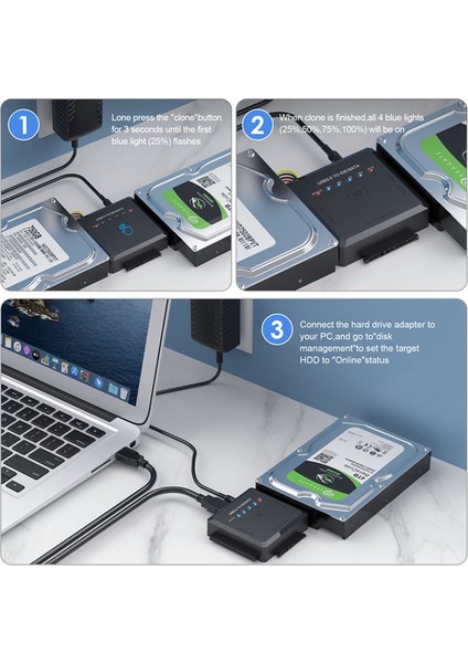 USB 3.0 - Sata Ide Adaptörü, 2,5 Için Uygun, 3,5 Inç Sabit Disk, Hdd/ssd Harici Kablo Adaptörü 5 Gbps Hız Ab Tak (Yurt Dışından)