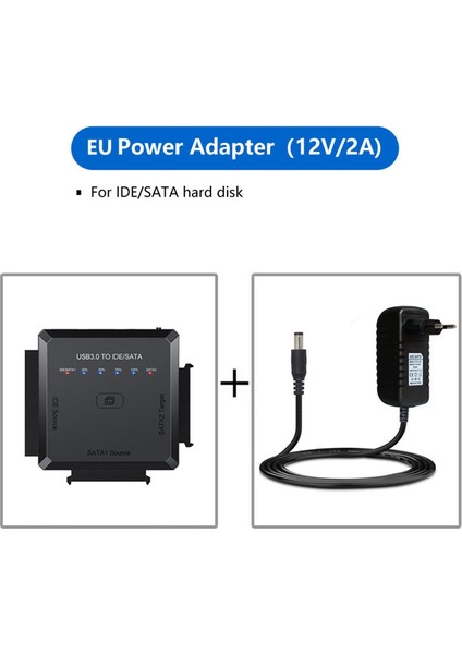 USB 3.0 - Sata Ide Adaptörü, 2,5 Için Uygun, 3,5 Inç Sabit Disk, Hdd/ssd Harici Kablo Adaptörü 5 Gbps Hız Ab Tak (Yurt Dışından)