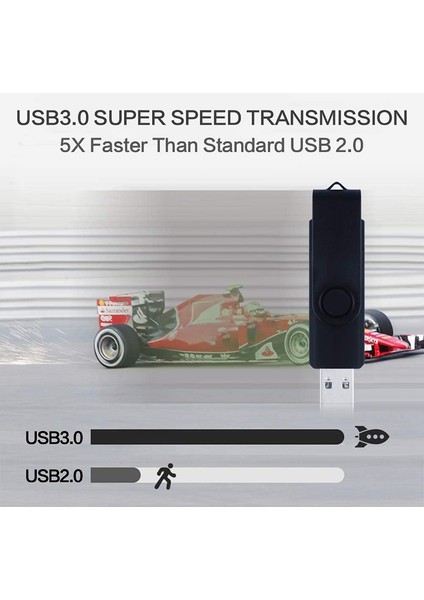Flash Disk, Oksitlenmiş Klips (Usb+Otg) 3.0 64GB Flash Bellek U Disk, Android Cihaz/pc/tablet/(Siyah) (Yurt Dışından)