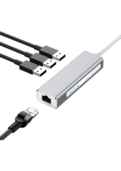 USB C Hub Gigabit Ethernet RJ45 Lan Adaptörü USB Tip C - USB 3.0 Hub 10/100/1000 Chromebook Için Ağ Kartı (Yurt Dışından)