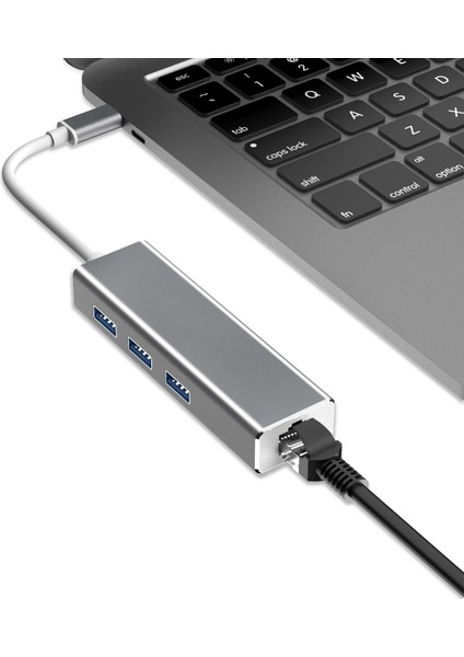 USB C Hub Gigabit Ethernet RJ45 Lan Adaptörü USB Tip C - USB 3.0 Hub 10/100/1000 Chromebook Için Ağ Kartı (Yurt Dışından)