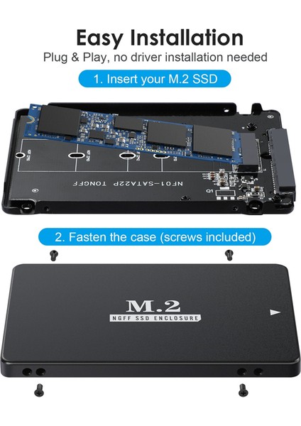 M.2 Ngff Sata Adaptör Kartına Sata Tabanlı B Tuşu Ngff Ssd'den 2,5 Inç Sata Iıı 6gbps SSD Kasa Adaptörüne (Yurt Dışından)