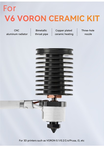 24 V 60 W V6 Hotend Voron 0.1/0.2/2.4 3D Yazıcı Bimetal Boğaz Seramik Isıtma Çekirdek Baskı Kafası Prusa/ı3 (Yurt Dışından)