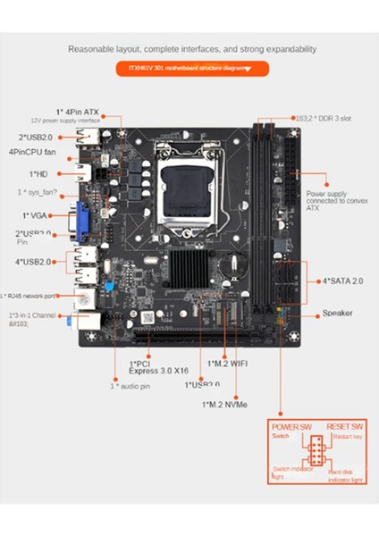 Itx H61 Masaüstü Anakart +I3-2120 Cpu Lga 1155 Desteği 16 Gb'a Kadar Ddr3 1600MHZ Ram Yuvaları 100M Ağ Kartı (Yurt Dışından)