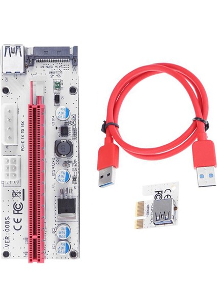 VER008S Pcı-E Yükseltici Kart 3 In 1 4pin Sata 6pın Pcıe Adaptörü Usb3.0 Genişletici Pcı Express 1x 16X 008S Btc Madenci Madencilik Için (Yurt Dışından)