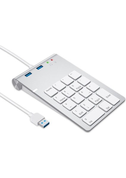 Mini Dijital Klavye Ultra Ince Sayı Pad Pc Için USB 3.0 Bağlantı Noktası ve Ses Adaptörü ile USB Sayısal Tuş Takımı 18 Tuşlar (Yurt Dışından)