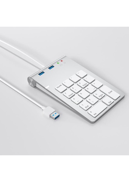 Mini Dijital Klavye Ultra Ince Sayı Pad Pc Için USB 3.0 Bağlantı Noktası ve Ses Adaptörü ile USB Sayısal Tuş Takımı 18 Tuşlar (Yurt Dışından)