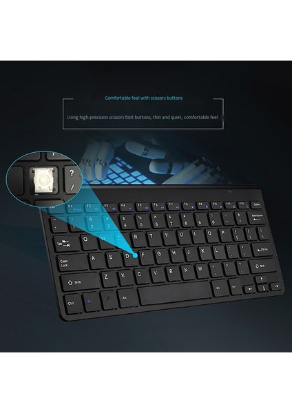 Taşınabilir Ultra Ince 2.4g Kablosuz Mini Multimedya Klavye Tuş Takımı Pc Laptop Için Ios Android Dizüstü Tv Kutusu Ofis Malzemeleri (Siyah) (Yurt Dışından)