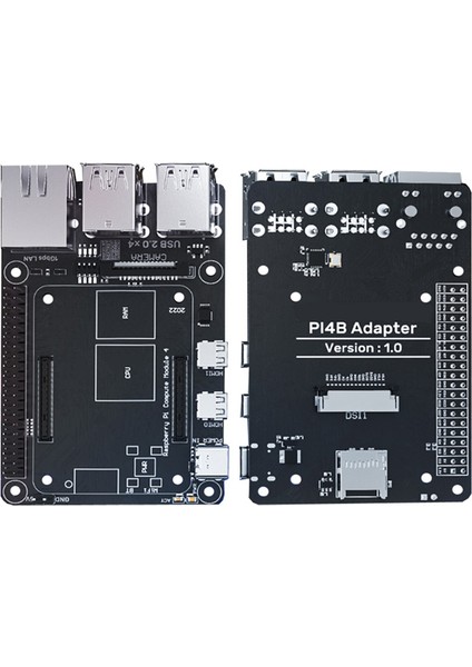 Cm4 Çekirdek Kartı Için Cm4'ten PI4B'YE Adaptör Kartı Cb1'i Değiştirin USB2.0X4+MICRO-HDX2+RJ45 PI4B Arayüzü Genişletme (Yurt Dışından)