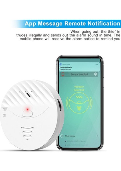 2 Adet Tuya Akıllı Wifi Titreşim Sensörü Kapı ve Pencere Alarmı 130DB Güvenlik Alarmı Ev Güvenlik Anti-Hırsızlık Sistemi, Siyah (Yurt Dışından)